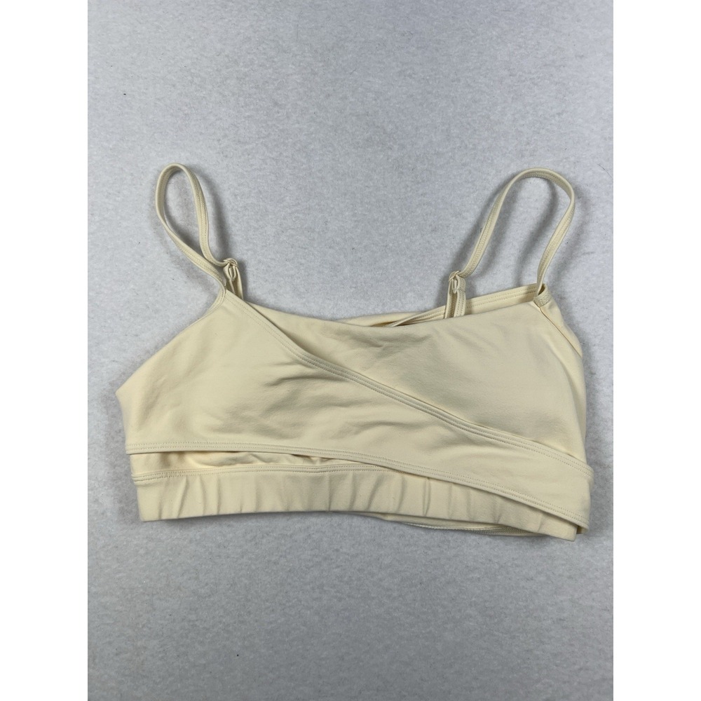 Alo Yoga Escalate Wrap Top Pale Yellow Size Small Cropped Sports Bra Tank Ribbed